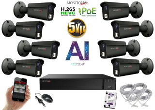 Monitorrs Security AI IP 8 kamerový set 5 Mpix GTube (6373K8)